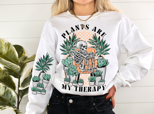 Plants are my Therapy DTF Transfer with Sleeves | Trendy DTF Transfer | High Quality Image Transfers | Ready to Press | Fast Shipping