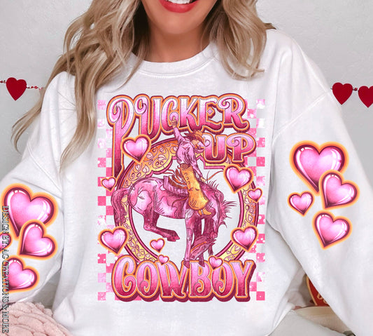 Pucker Up Cowboy DTF Transfer | Western Valentine's Day DTF Transfers | Ready to Press Transfers | High Quality DTF Transfers | Fast Shipping