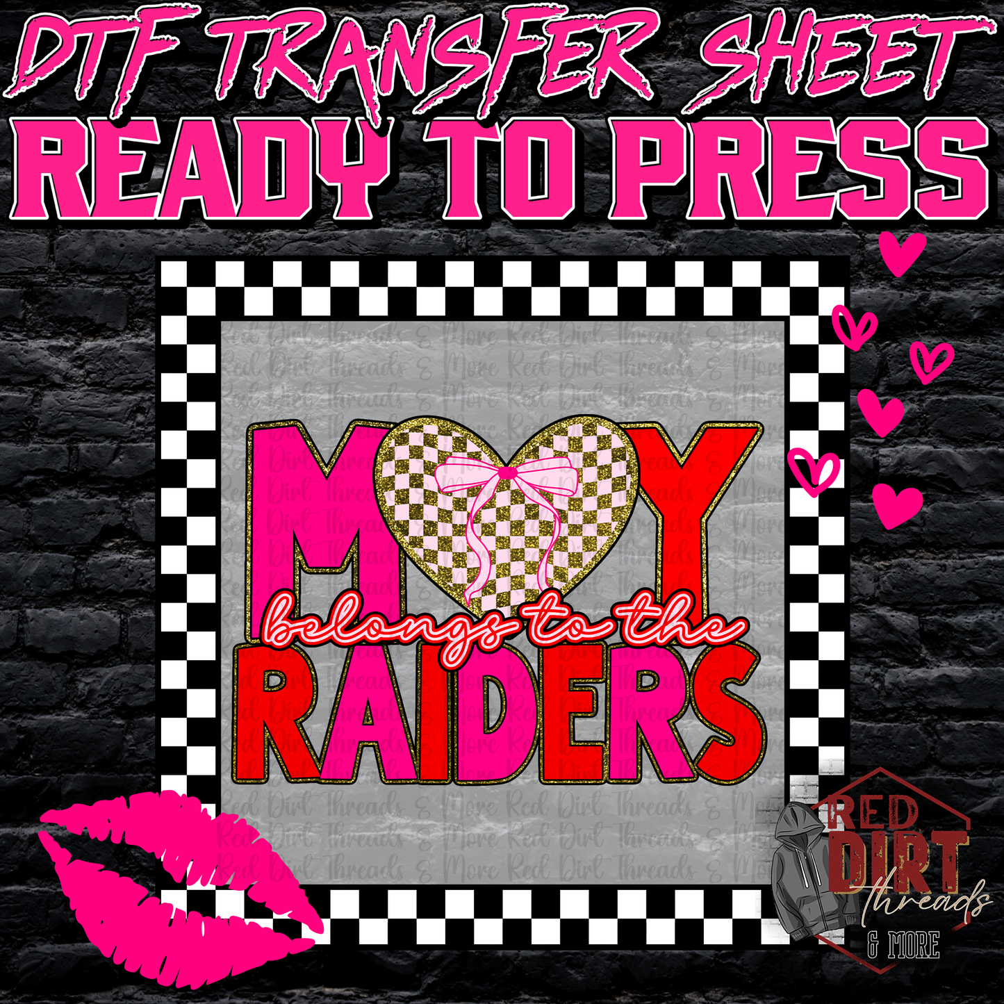 My Heart Belongs to the Raiders DTF Transfer | Trendy Valentine's Day DTF Transfer | School Spirit Transfer | Ready to Press | High Quality DTF Transfers | Fast Shipping