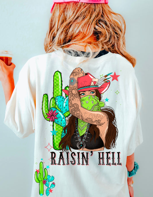 Raisin' Hell DTF Transfer with Sleeve | Trendy DTF Transfer | High Quality Image Transfers | Ready to Press | Fast Shipping