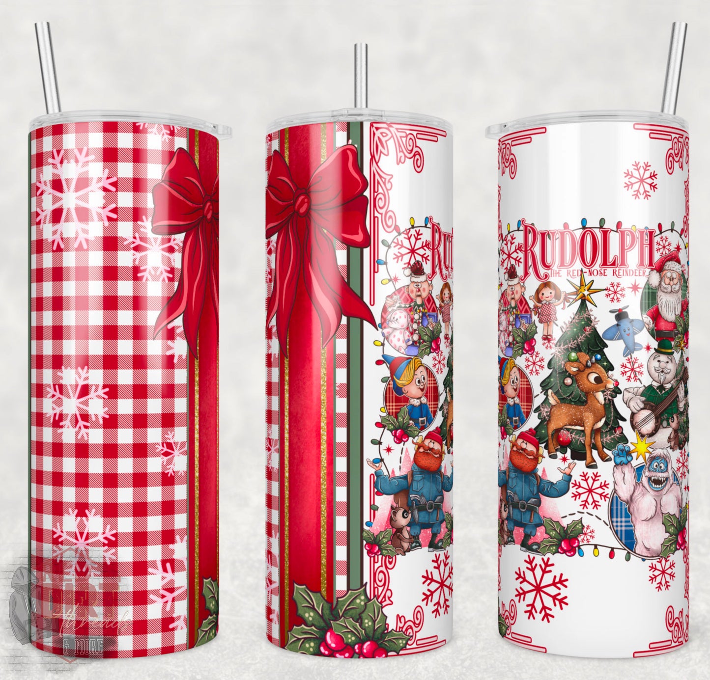 Reindeer Insulated Tumbler with Plastic Lid and Sealed Reusable Straw | Trendy Christmas Cup | Hot/Cold Tumbler