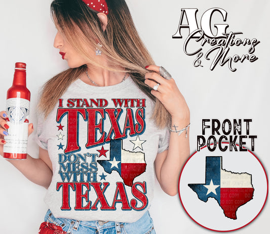 I Stand With Texas DTF Transfer with Pocket | Trendy DTF Transfer | High Quality Image Transfers | Ready to Press | Fast Shipping