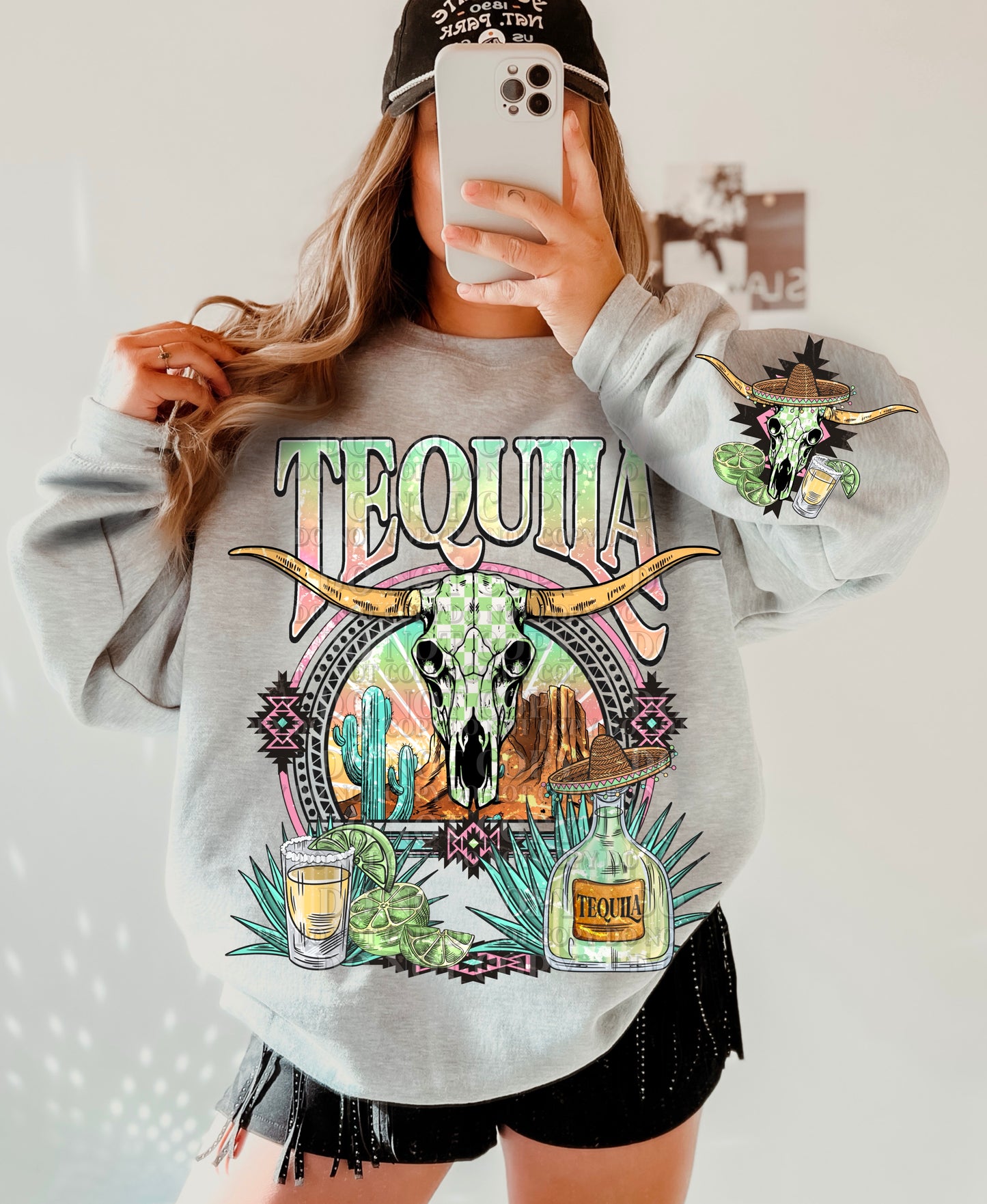 Tequila DTF Transfer with Sleeve | Trendy Boho DTF Transfer | High Quality Image Transfers | Ready to Press | Fast Shipping