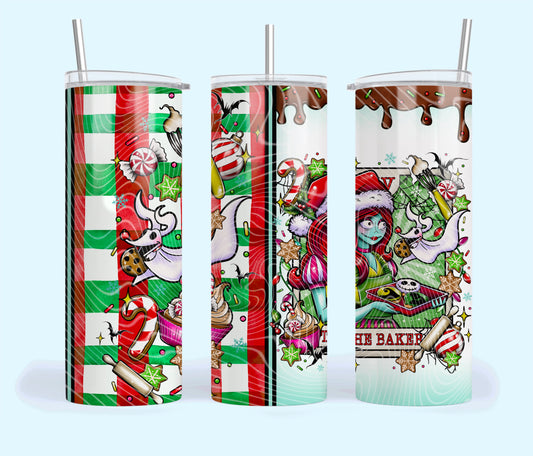 The Baker Insulated Tumbler with Plastic Lid and Sealed Reusable Straw | Trendy Creepy Christmas Tarot Cup | Hot/Cold Tumbler