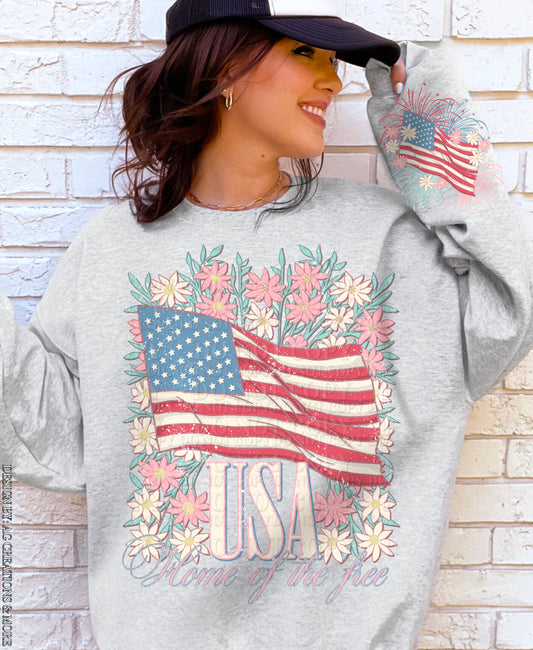 Usa DTF Transfer with Sleeve | Trendy Fourth of July DTF Transfer | High Quality Image Transfers | Ready to Press | Fast Shipping