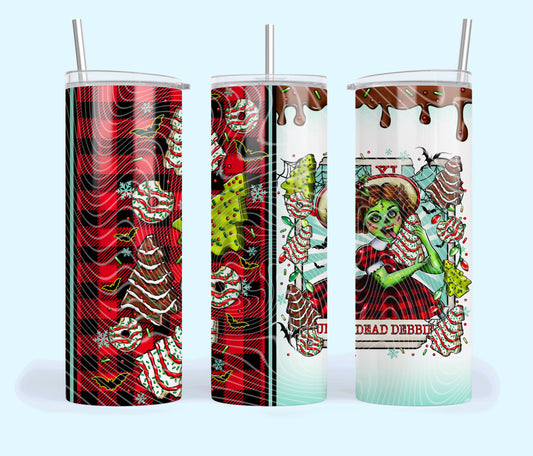 Undead Debbie Insulated Tumbler with Plastic Lid and Sealed Reusable Straw | Trendy Creepy Christmas Tarot Cup | Hot/Cold Tumbler