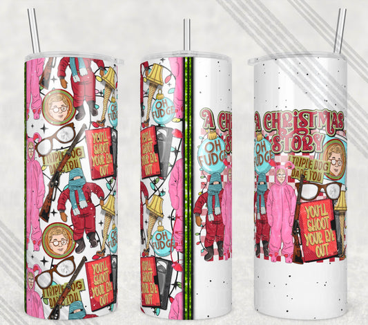 A Christmas Story Insulated Tumbler with Plastic Lid and Sealed Reusable Straw | Trendy Christmas Cup | Hot/Cold Tumbler