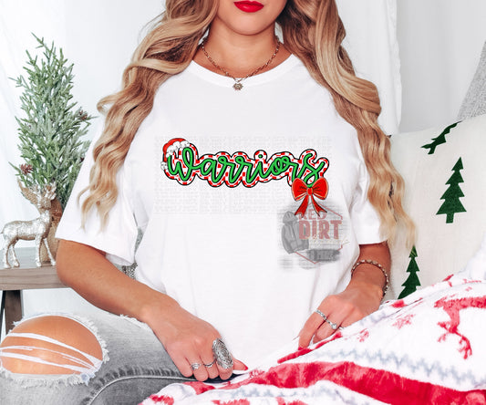 Warriors Christmas DTF Transfer | Trendy School Spirit DTF Transfer | Ready to Press | High Quality DTF Transfers | Fast Shipping