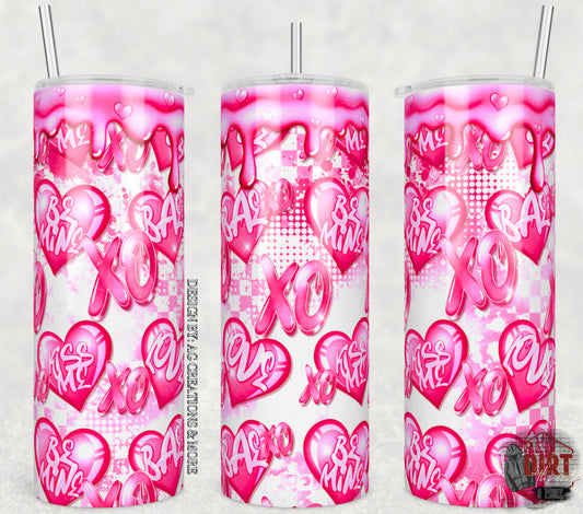 XOXO Insulated Tumbler with Plastic Lid and Sealed Reusable Straw | Trendy Valentine's Day Cup | Hot/Cold Tumbler