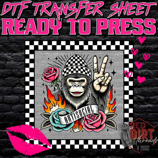 Antisocial DTF Transfer | Trendy Valentine's Day DTF Transfer | Ready to Press | High Quality DTF Transfers | Fast Shipping