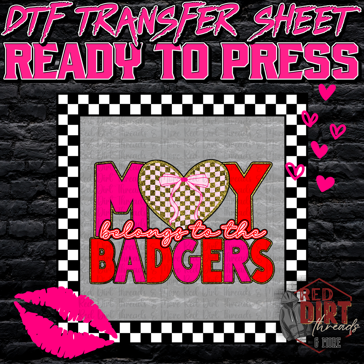 My Heart Belongs to the Badgers DTF Transfer | Trendy Valentine's Day DTF Transfer | School Spirit Transfer | Ready to Press | High Quality DTF Transfers | Fast Shipping