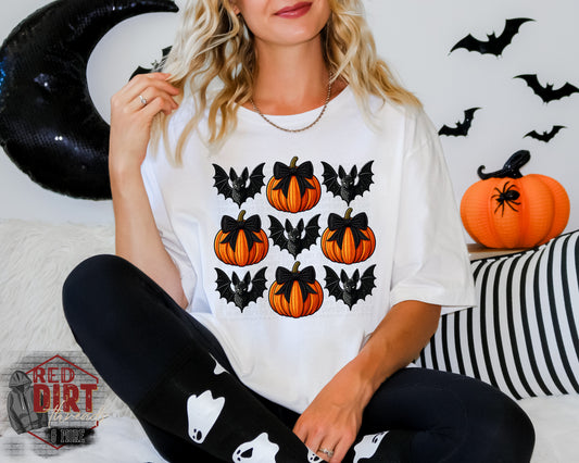 Bats and Pumpkins DTF Transfer | Trendy Faux Embroidery DTF Transfer | Ready to Press | High Quality DTF Transfers | Fast Shipping