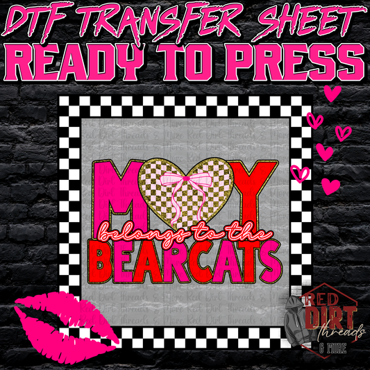 My Heart Belongs to the Bearcats DTF Transfer | Trendy Valentine's Day DTF Transfer | School Spirit Transfer | Ready to Press | High Quality DTF Transfers | Fast Shipping