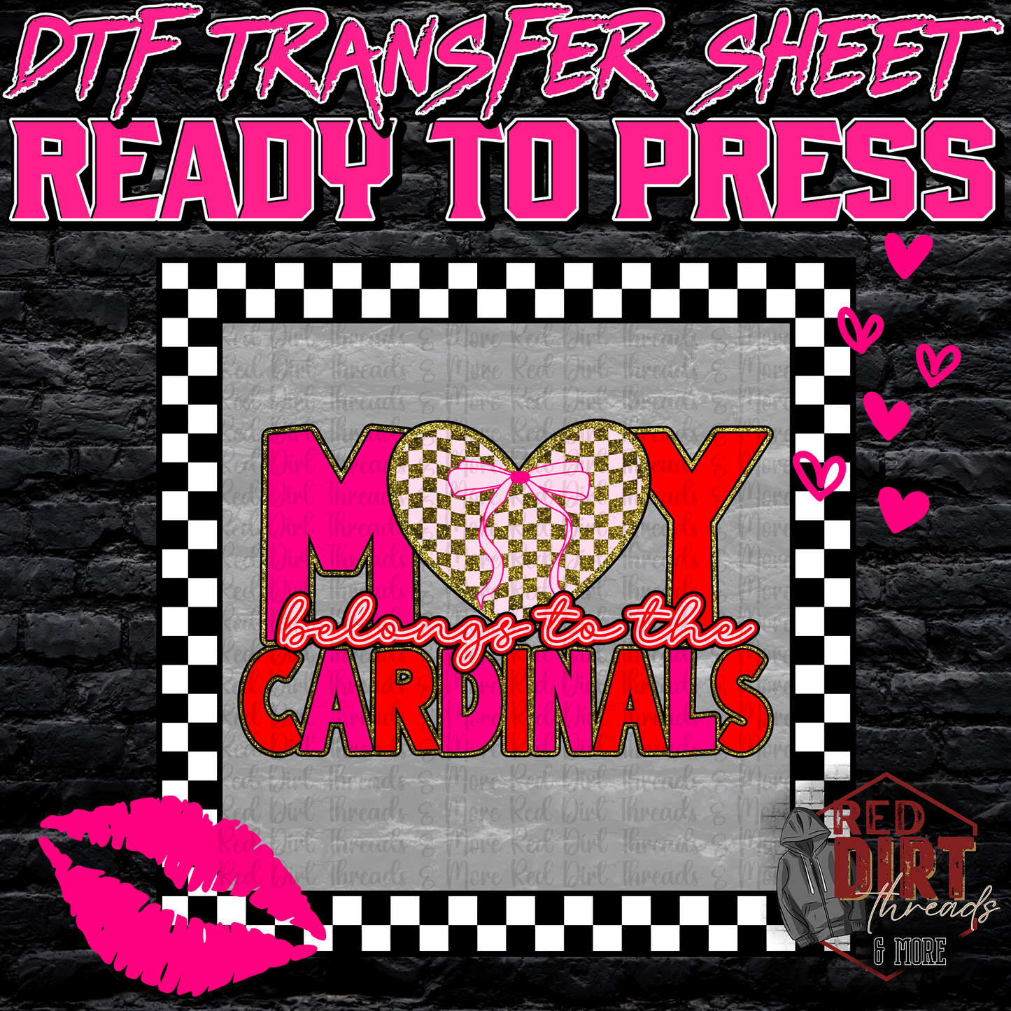 My Heart Belongs to the Cardinals DTF Transfer | Trendy Valentine's Day DTF Transfer | School Spirit Transfer | Ready to Press | High Quality DTF Transfers | Fast Shipping