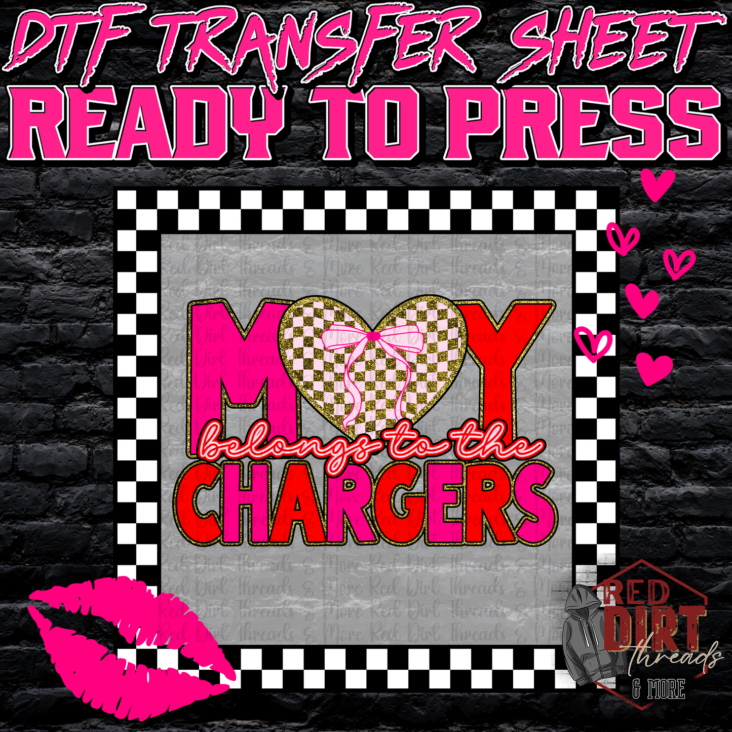 My Heart Belongs to the Chargers DTF Transfer | Trendy Valentine's Day DTF Transfer | School Spirit Transfer | Ready to Press | High Quality DTF Transfers | Fast Shipping