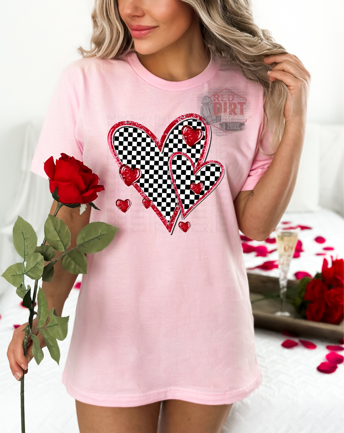 Checkered Heart DTF Transfer | Trendy Valentine's Day DTF Transfer | Ready to Press | High Quality DTF Transfers | Fast Shipping