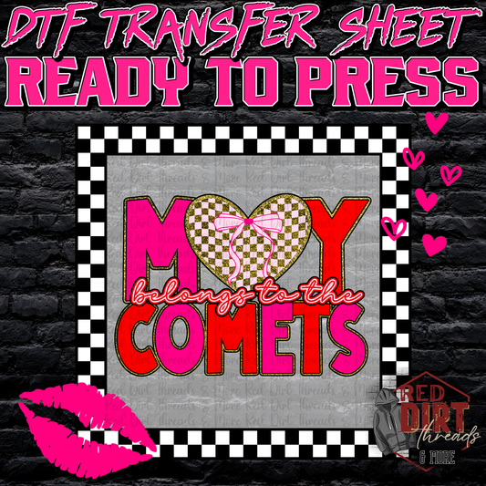 My Heart Belongs to the Comets DTF Transfer | Trendy Valentine's Day DTF Transfer | School Spirit Transfer | Ready to Press | High Quality DTF Transfers | Fast Shipping