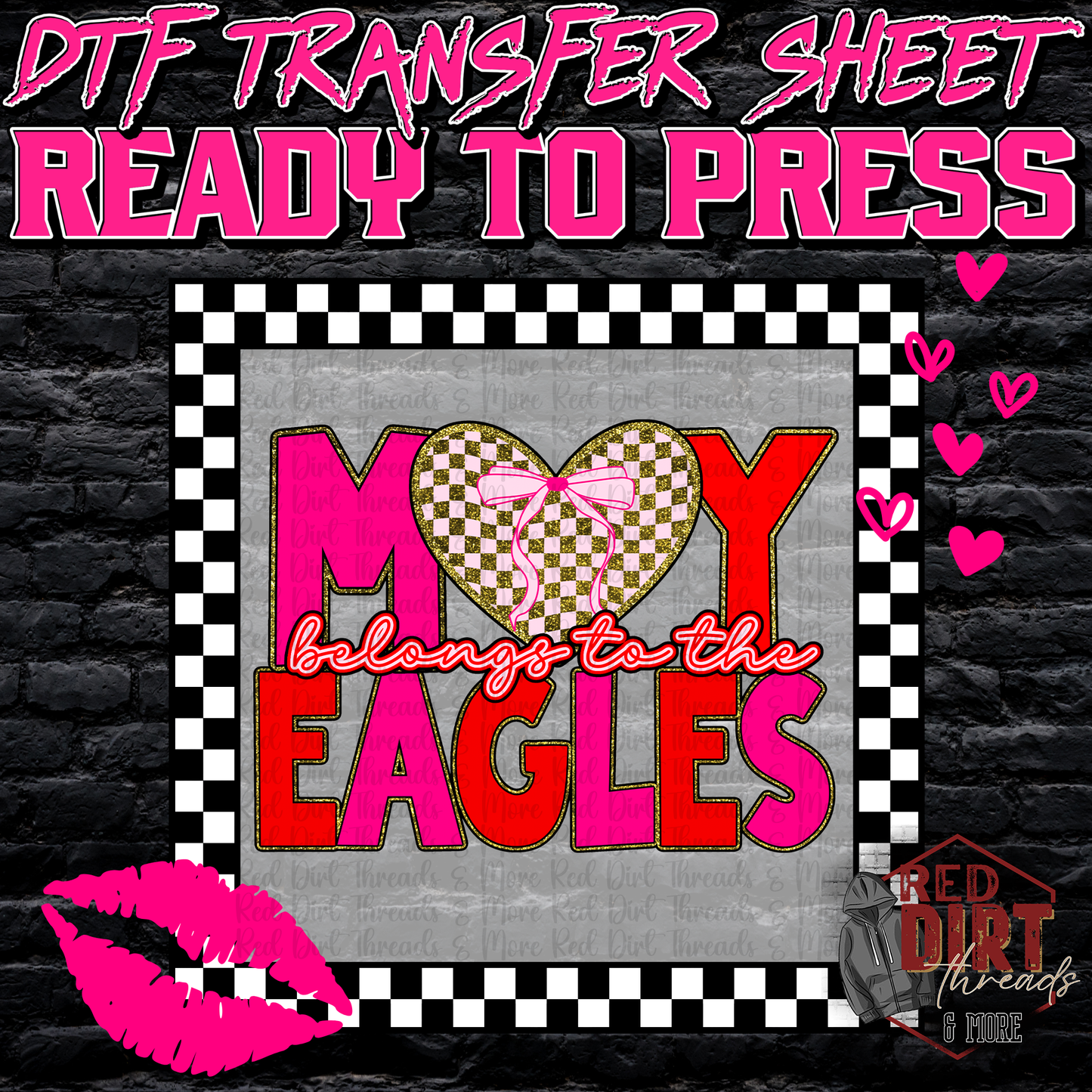 My Heart Belongs to the Eagles DTF Transfer | Trendy Valentine's Day DTF Transfer | School Spirit Transfer | Ready to Press | High Quality DTF Transfers | Fast Shipping