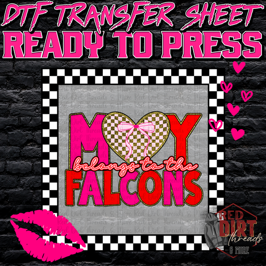 My Heart Belongs to the Falcons DTF Transfer | Trendy Valentine's Day DTF Transfer | School Spirit Transfer | Ready to Press | High Quality DTF Transfers | Fast Shipping