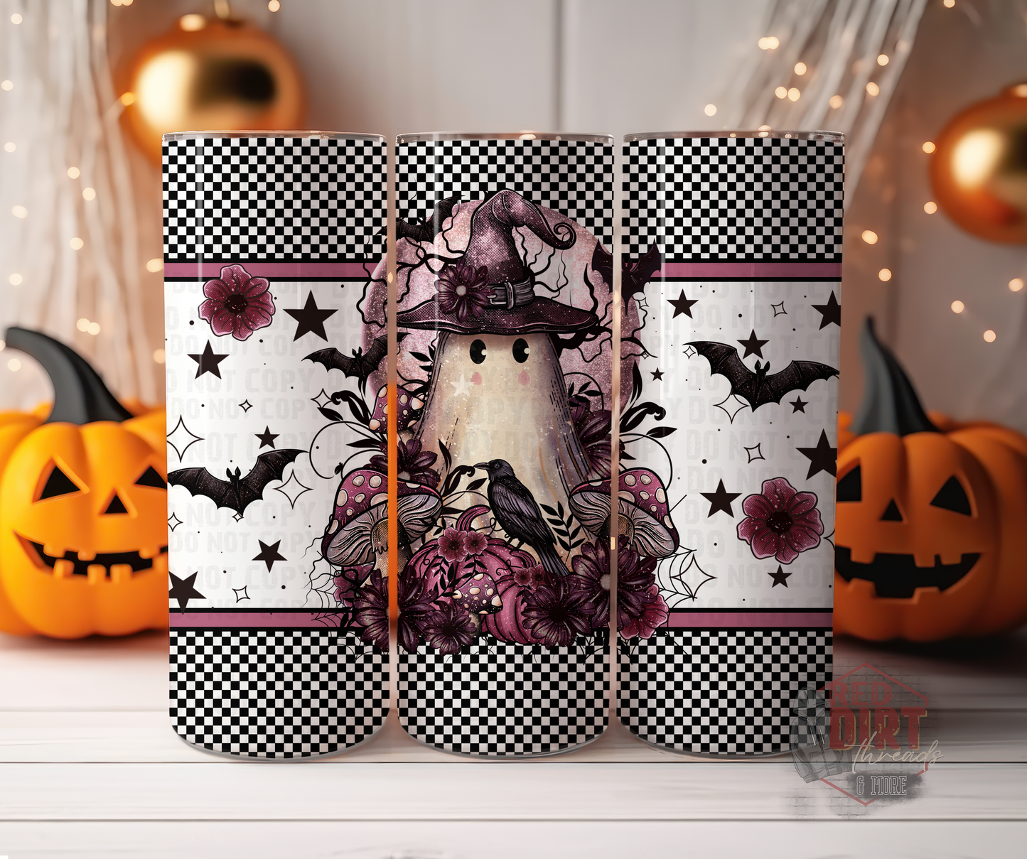 Ghost Witch Insulated Tumbler with Plastic Lid and Sealed Reusable Straw | Trendy Halloween Cup | Hot/Cold Tumbler