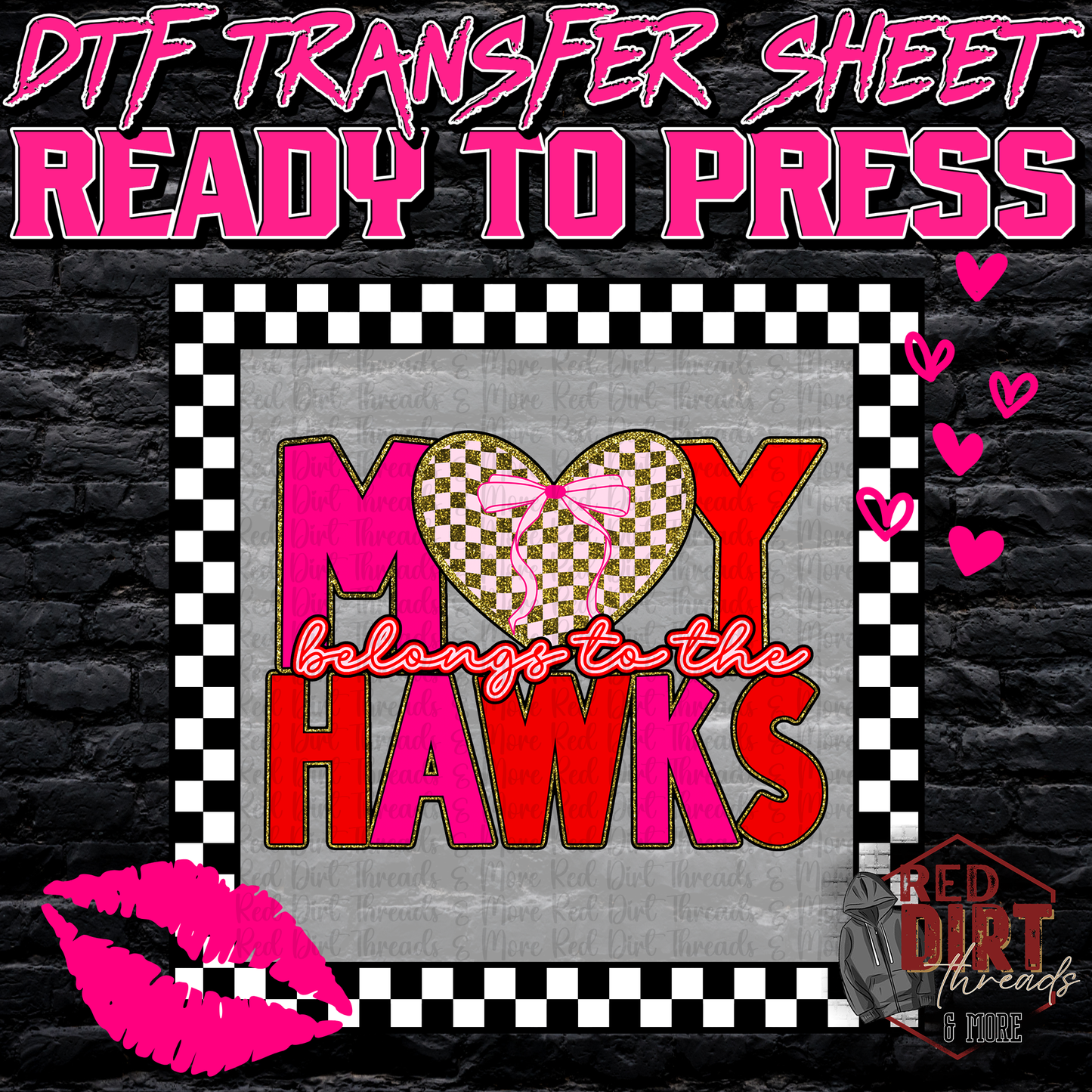 My Heart Belongs to the Hawks DTF Transfer | Trendy Valentine's Day DTF Transfer | School Spirit Transfer | Ready to Press | High Quality DTF Transfers | Fast Shipping