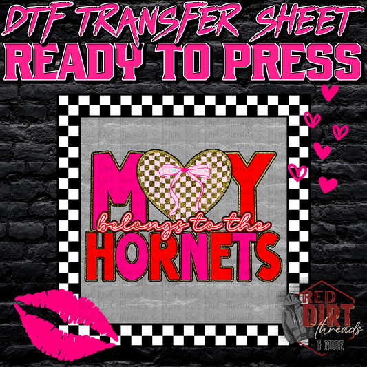 My Heart Belongs to the Hornets DTF Transfer | Trendy Valentine's Day DTF Transfer | School Spirit Transfer | Ready to Press | High Quality DTF Transfers | Fast Shipping