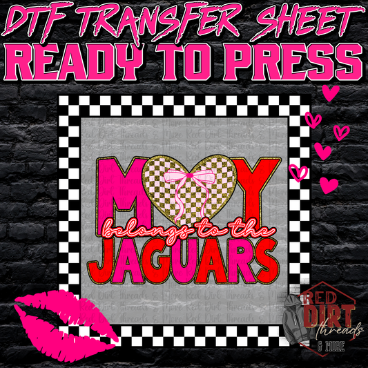 My Heart Belongs to the Jaguars DTF Transfer | Trendy Valentine's Day DTF Transfer | School Spirit Transfer | Ready to Press | High Quality DTF Transfers | Fast Shipping