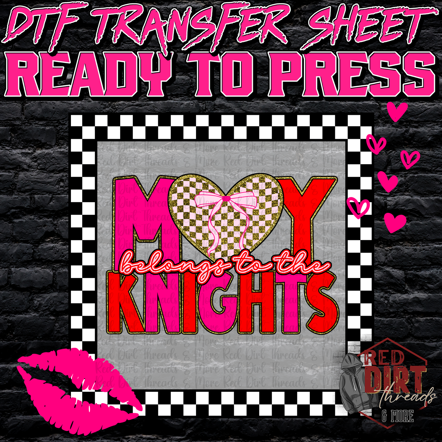 My Heart Belongs to the Knights DTF Transfer | Trendy Valentine's Day DTF Transfer | School Spirit Transfer | Ready to Press | High Quality DTF Transfers | Fast Shipping