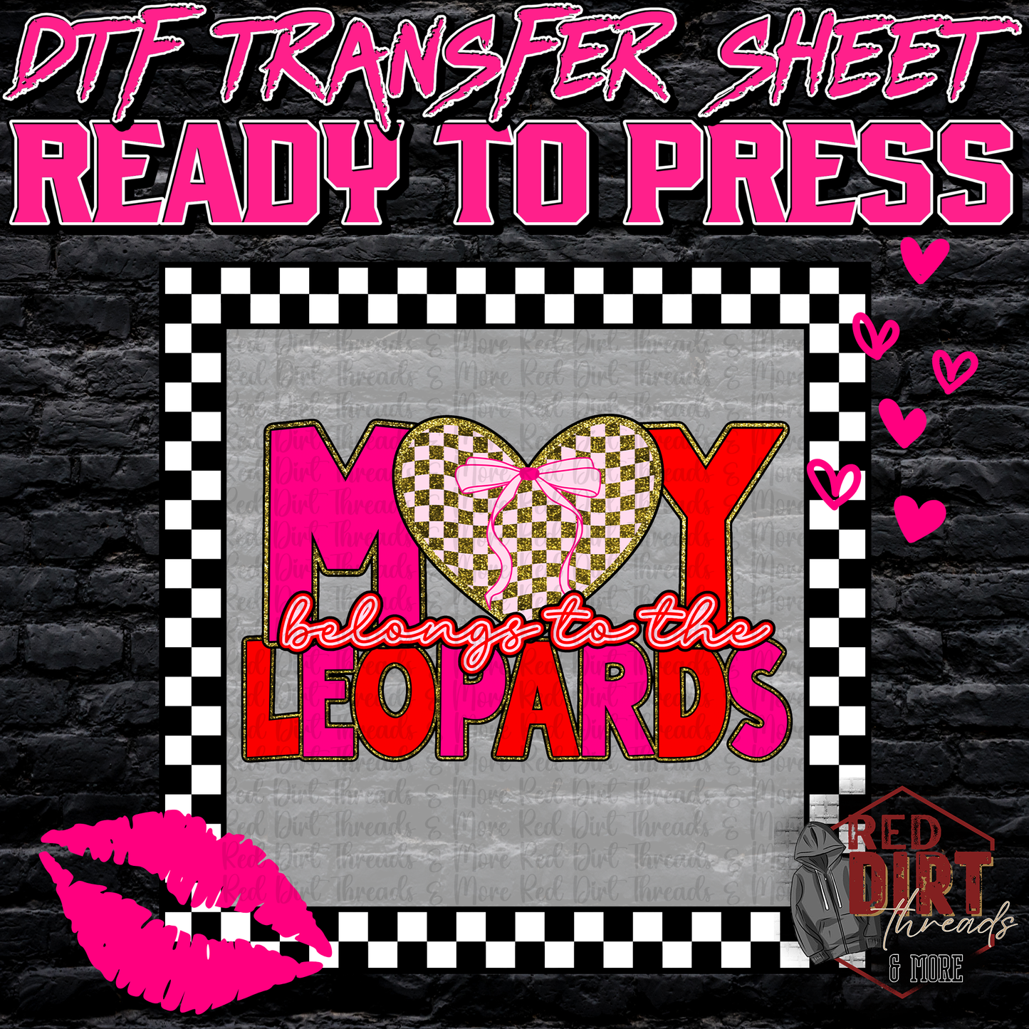 My Heart Belongs to the Leopards DTF Transfer | Trendy Valentine's Day DTF Transfer | School Spirit Transfer | Ready to Press | High Quality DTF Transfers | Fast Shipping