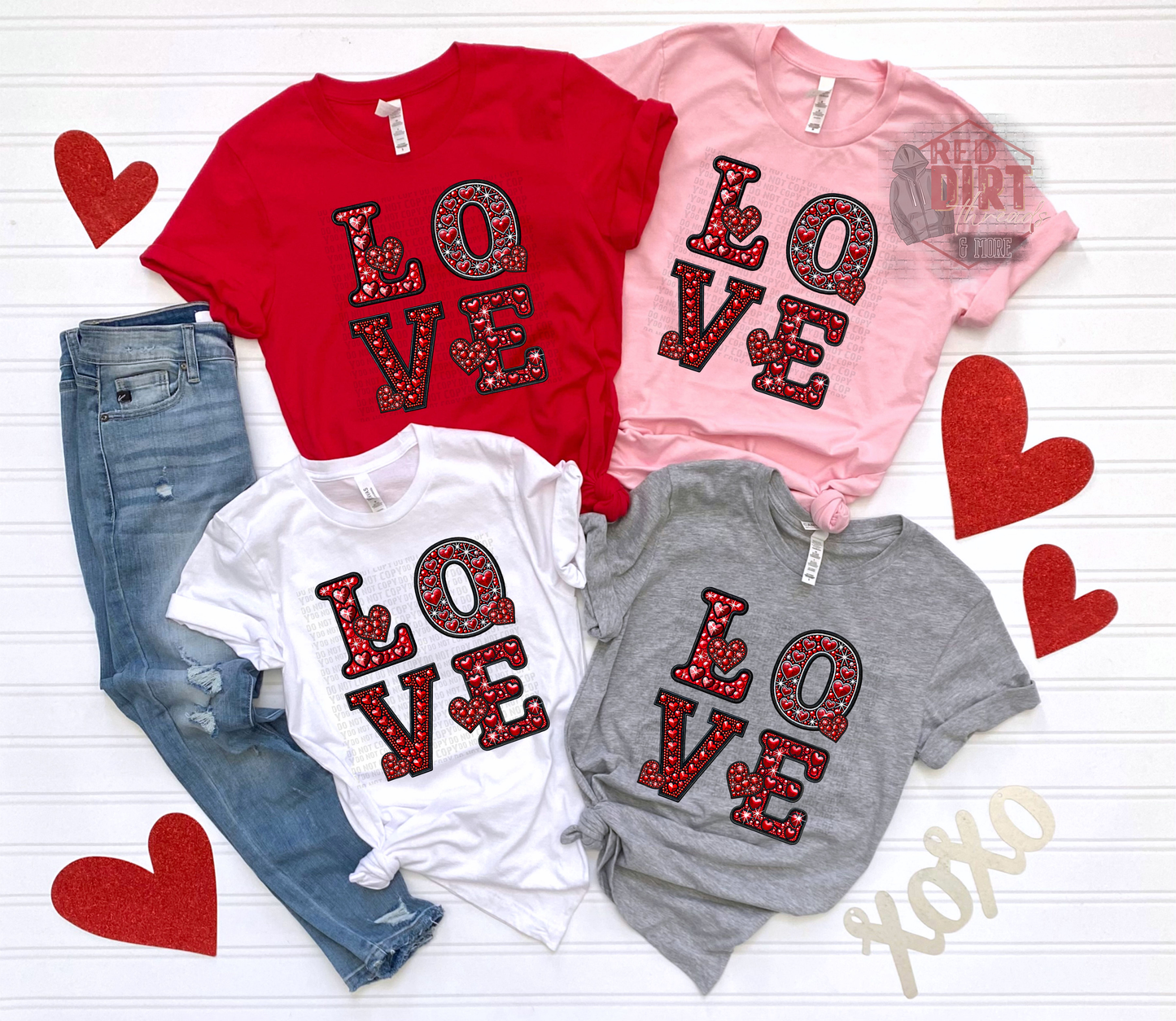 Love Faux Rhinestones T-Shirt | Trendy Valentine's Day Shirt | Fast Shipping | Super Soft Shirts for Men/Women/Kid's