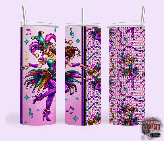 Mardi Gras Insulated Tumbler with Plastic Lid and Sealed Reusable Straw | Trendy Cup | Hot/Cold Tumbler