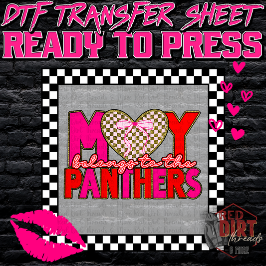 My Heart Belongs to the Panthers DTF Transfer | Trendy Valentine's Day DTF Transfer | School Spirit Transfer | Ready to Press | High Quality DTF Transfers | Fast Shipping