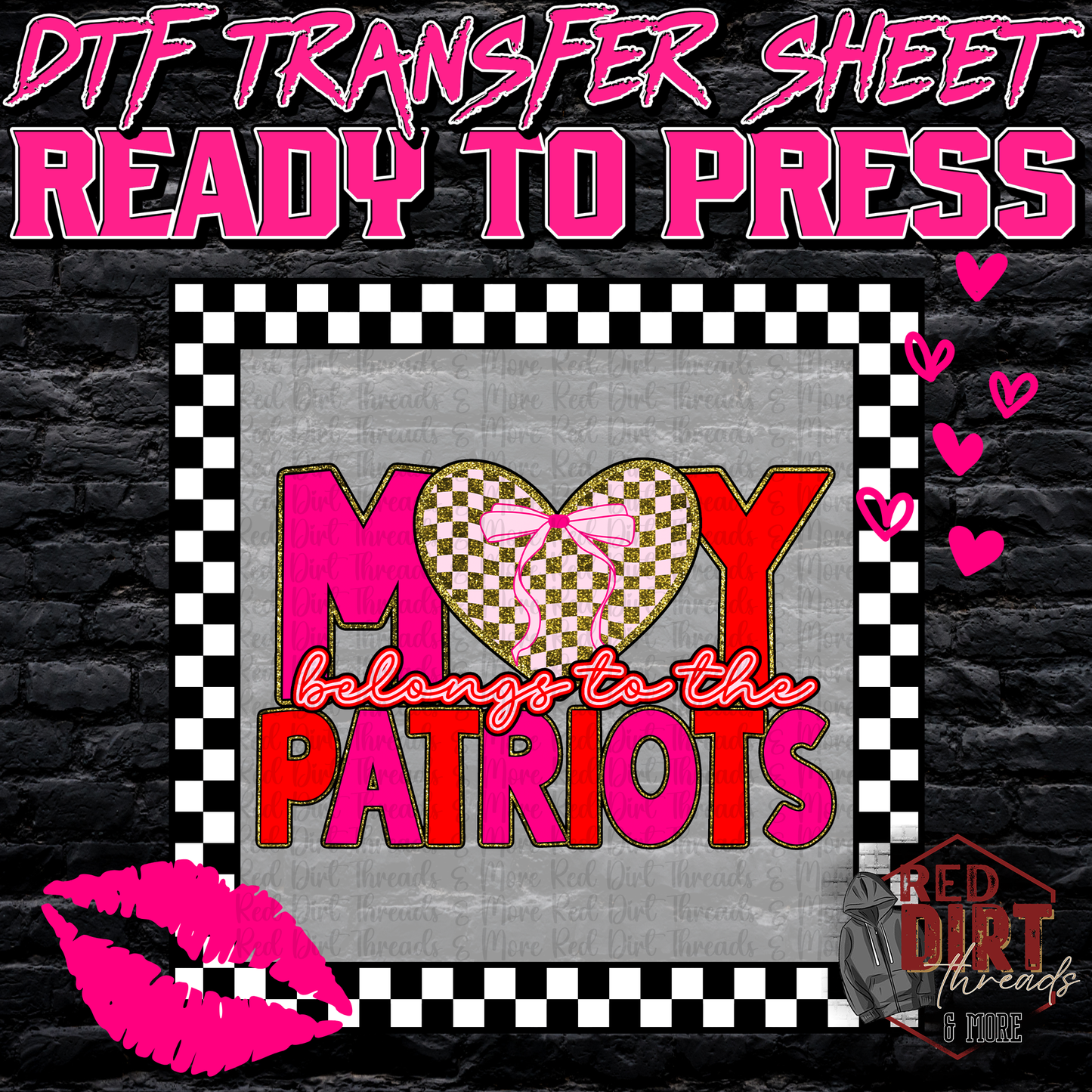 My Heart Belongs to the Patriots DTF Transfer | Trendy Valentine's Day DTF Transfer | School Spirit Transfer | Ready to Press | High Quality DTF Transfers | Fast Shipping