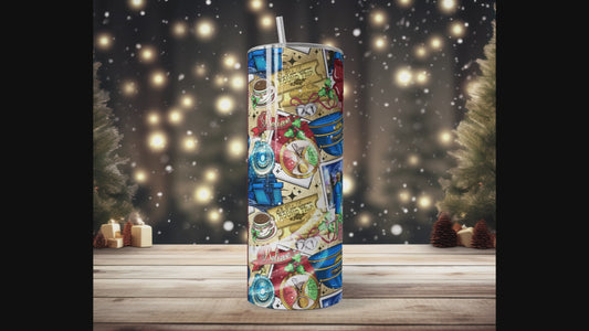 Christmas Train Insulated Tumbler with Plastic Lid and Sealed Reusable Straw | Trendy Christmas Movie Cup | Hot/Cold Tumbler