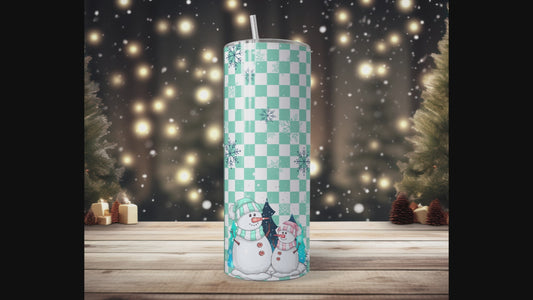 Feeling Frosty Insulated Tumbler with Plastic Lid and Sealed Reusable Straw | Trendy Christmas Cup | Hot/Cold Tumbler