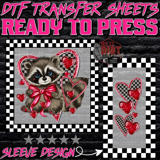 Raccoon Heart DTF Transfer | Trendy Valentine's Day DTF Transfer | Ready to Press | High Quality DTF Transfers | Fast Shipping