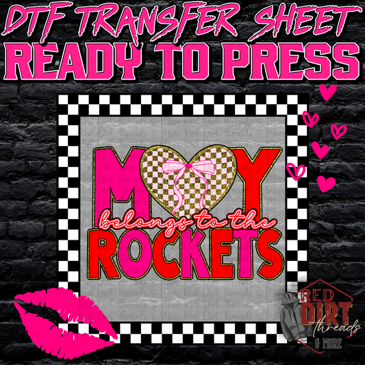 My Heart Belongs to the Rockets DTF Transfer | Trendy Valentine's Day DTF Transfer | School Spirit Transfer | Ready to Press | High Quality DTF Transfers | Fast Shipping