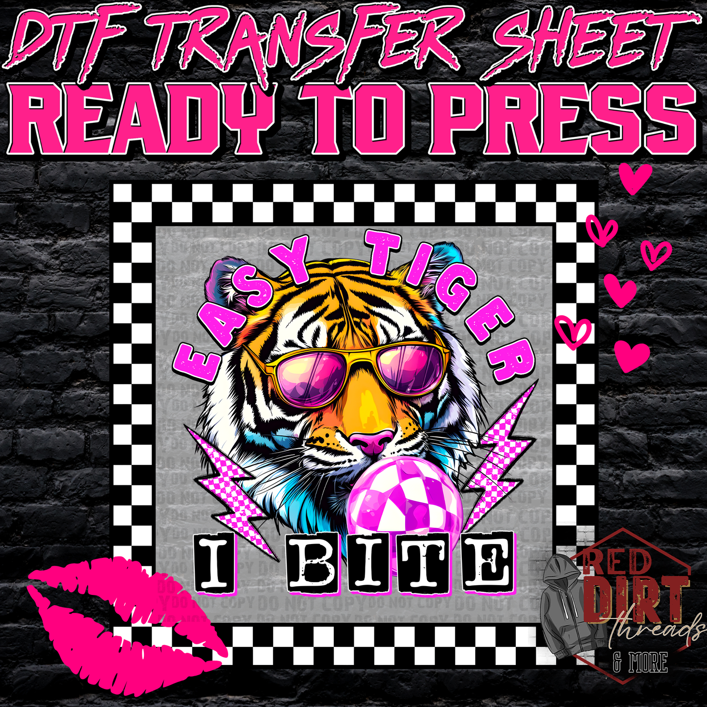 Easy Tiger I Bite DTF Transfer | Trendy Valentine's Day DTF Transfer | Ready to Press | High Quality DTF Transfers | Fast Shipping