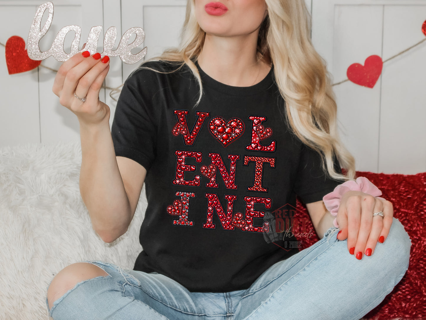 Valentine Faux Rhinestones T-Shirt | Trendy Valentine's Day Shirt | Fast Shipping | Super Soft Shirts for Men/Women/Kid's