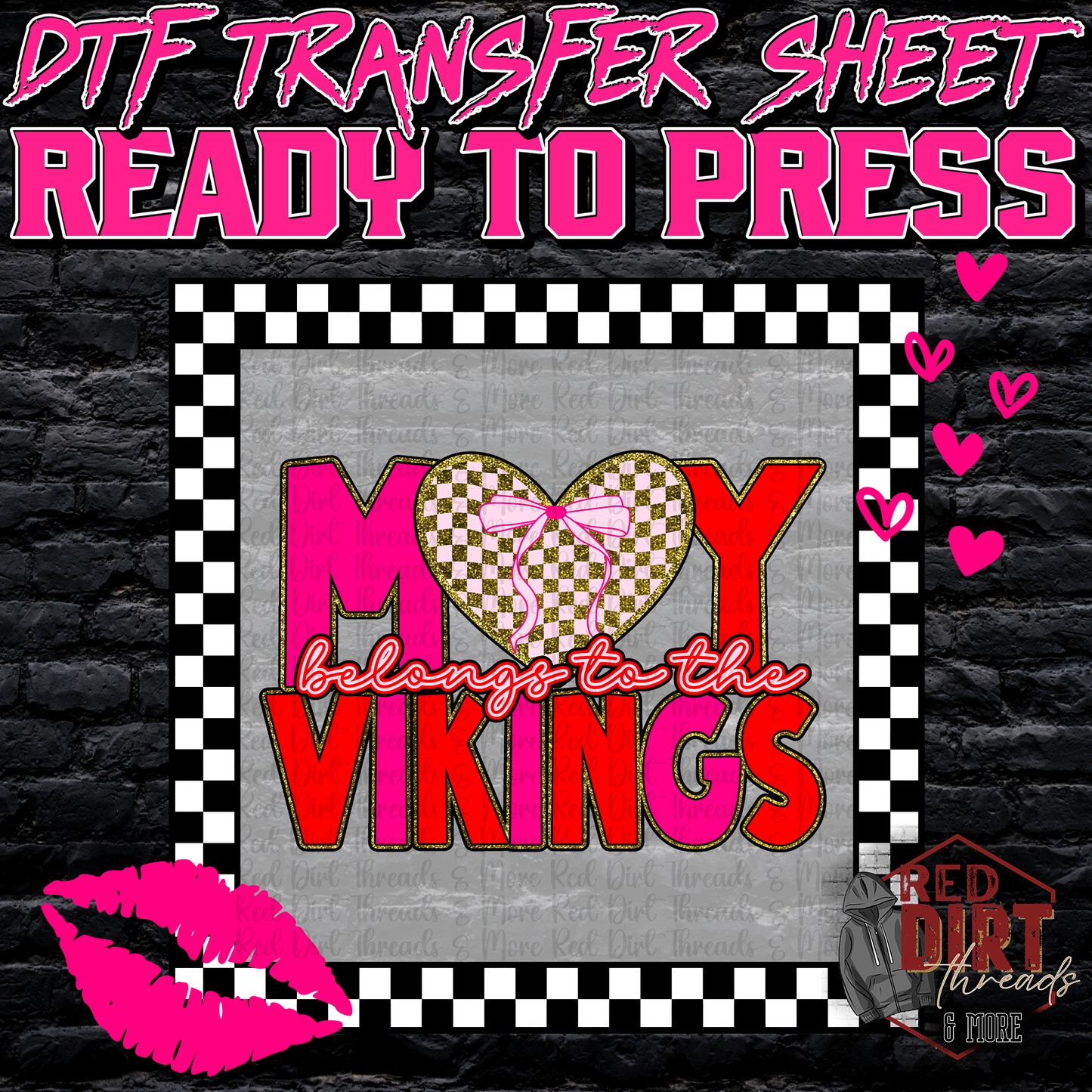 My Heart Belongs to the Vikings DTF Transfer | Trendy Valentine's Day DTF Transfer | School Spirit Transfer | Ready to Press | High Quality DTF Transfers | Fast Shipping