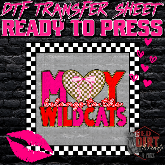 My Heart Belongs to the Wildcats DTF Transfer | Trendy Valentine's Day DTF Transfer | School Spirit Transfer | Ready to Press | High Quality DTF Transfers | Fast Shipping