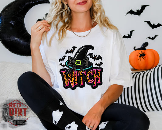 Witch DTF Transfer | Trendy Faux Embroidery DTF Transfer | Ready to Press | High Quality DTF Transfers | Fast Shipping