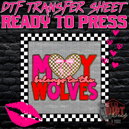 My Heart Belongs to the Wolves DTF Transfer | Trendy Valentine's Day DTF Transfer | School Spirit Transfer | Ready to Press | High Quality DTF Transfers | Fast Shipping