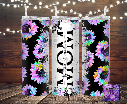 Personalized Mom Insulated Tumbler | Trendy Sunflower Mom Tumbler | Rainbow Sunflower Tumbler | Mother's Day Gift | Fast Shipping