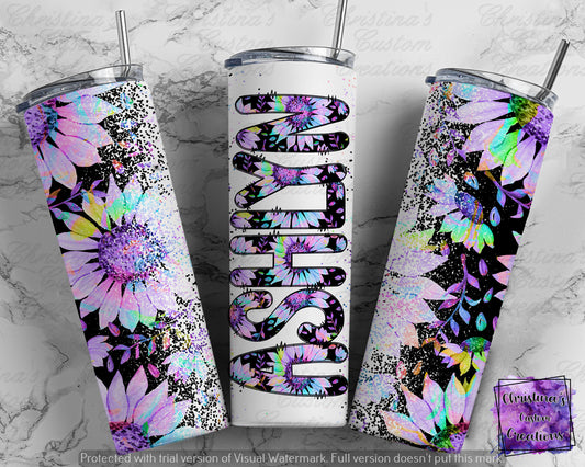 Personalized Rainbow Sunflower Insulated Tumbler | Trendy Sunflower Tumbler | Rainbow Sunflower Tumbler | Birthday Gift | Fast Shipping